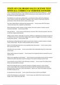 STATE OF COLORADO SALES LICENSE TEST WITH ALL CORRECT & VERIFIED ANSWERS