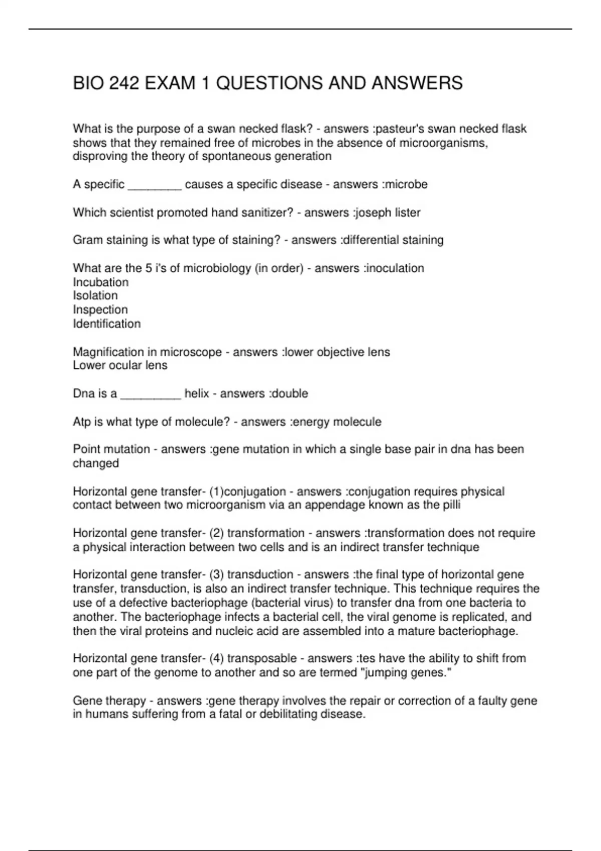 Bio 242 Exam 1 Questions And Answers Bio 242 Stuvia Us