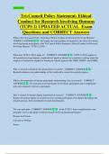 Tri-Council Policy Statement&colon; Ethical  Conduct for Research Involving Humans  &lpar;TCPS 2&rpar; UPDATED ACTUAL  Exam  Questions and CORRECT Answers
