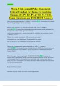 Week 3 Tri-Council Policy Statement&colon;  Ethical Conduct for Research Involving  Humans &lpar;TCPS 2&rpar; UPDATED ACTUAL   Exam Questions and CORRECT Answers