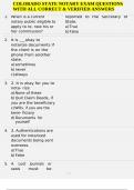 COLORADO STATE NOTARY EXAM QUESTIONS WITH ALL CORRECT & VERIFIED ANSWERS