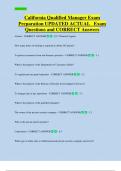 California Qualified Manager Exam  Preparation UPDATED ACTUAL   Exam  Questions and CORRECT Answers