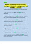 CCRM &lpar; California certified residential  manager&rpar; UPDATED   Exam Questions and  CORRECT Answers 