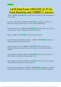 L&M Final Exam UPDATED ACTUAL   Exam Questions and CORRECT Answers 