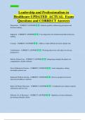 Leadership and Professionalism in  Healthcare UPDATED  ACTUAL  Exam  Questions and CORRECT Answers 