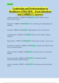 Leadership and Professionalism in  Healthcare UPDATED    Exam Questions  and CORRECT Answers