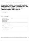 Introduction To OSHA Questions ACTUAL EXAM QUESTIONS WITH COMPLETE SOLUTION GUIDE&rpar; &lpar;MULTIPLE CHOICES&rpar; &lpar;A&plus; GRADED 100&percnt; VERIFIED&rpar; LATEST VERSION 2025