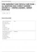 VTNE EMERGENCY AND CRITICAL CARE EXAM &vert;  ALL QUESTIONS AND CORRECT ANSWERS &vert;  GRADED A&plus; &vert; VERIFIED ANSWERS &vert; NEWEST  EXAM 2025 