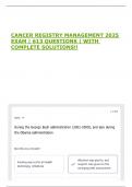 CANCER REGISTRY MANAGEMENT 2025 EXAM &vert; 613 QUESTIONS &vert; WITH COMPLETE SOLUTIONS&excl;&excl;