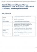 District of Columbia Physical Therapy  Jurisprudence Exam 2024 &lpar;DC PT Jurisprudence  Exam 2024&rpar; With Complete Solutions&period;