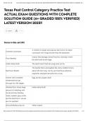 Texas Pest Control Category Practice Test ACTUAL EXAM QUESTIONS WITH COMPLETE SOLUTION GUIDE &lpar;A&plus; GRADED 100&percnt; VERIFIED&rpar; LATEST VERSION 2025&excl;&excl;