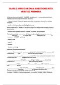 CLASS 2 NURS 244 EXAM QUESTIONS WITH VERIFIED ANSWERS 