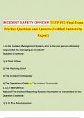  INCIDENT SAFETY OFFICER TCFP FF2 Final Exam Practice Questions and Answers &lpar;Verified Answers by Expert&rpar;