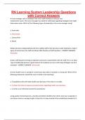 RN Learning System Leadership Questions with Correct Answers