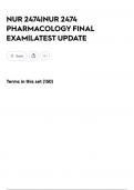 NUR 2474&vert;NUR 2474 PHARMACOLOGY FINAL EXAM&vert;LATEST UPDATE
