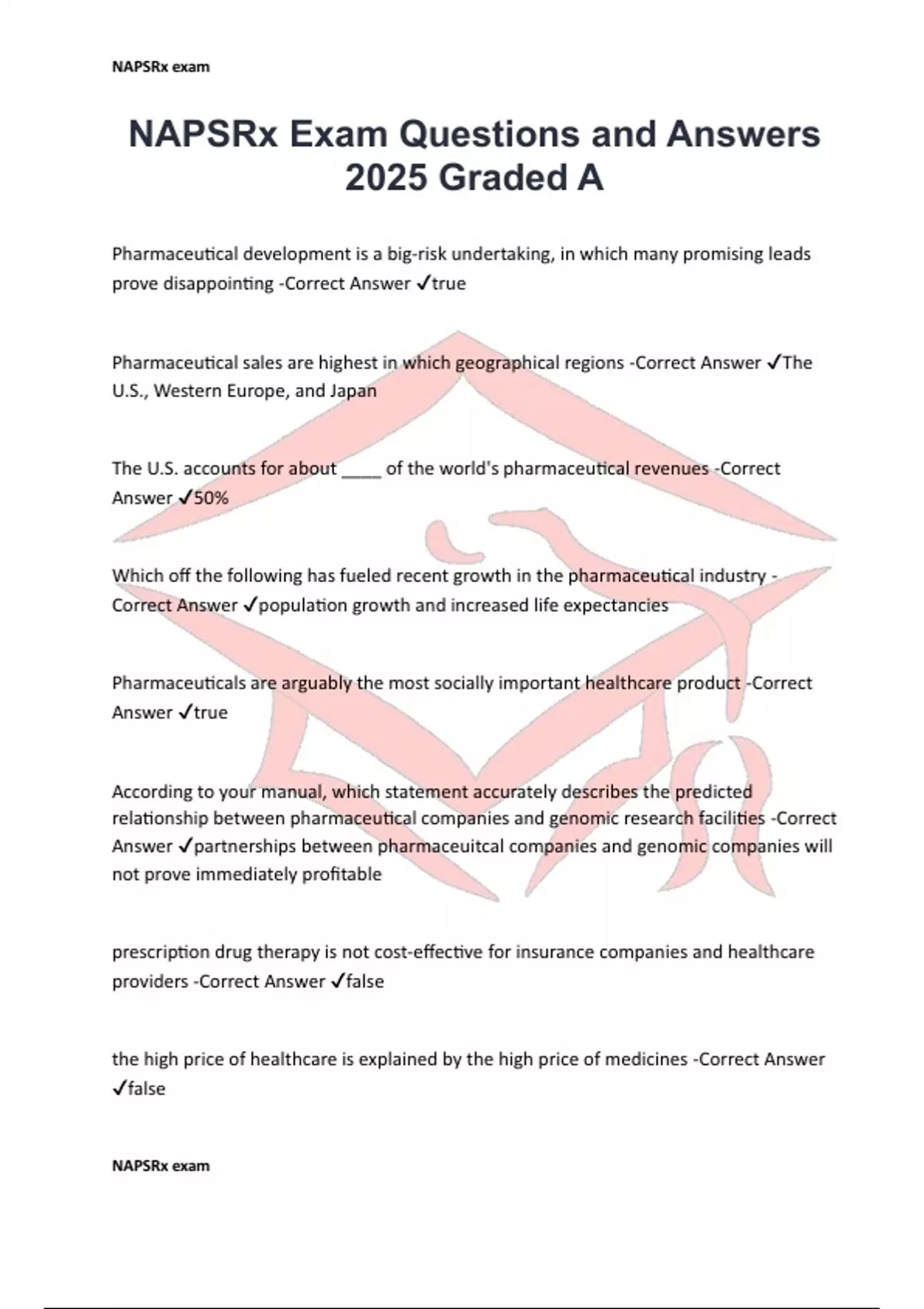 Napsrx NAPSRx Exam Questions and Answers 2025 Graded A - NAPSRx , - Stuvia US