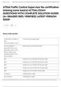 ATSSA Traffic Control Supervisor Re-certification &lpar;missing some basics&rpar; ACTUAL EXAM QUESTIONS WITH COMPLETE SOLUTION GUIDE &lpar;A&plus; GRADED 100&percnt; VERIFIED&rpar; LATEST VERSION 2025&excl;&excl;