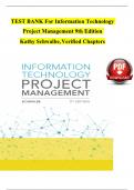 TEST BANK For Information Technology Project Management 9th Edition by Kathy Schwalbe&comma; Verified Chapters 1 - 13&comma; Complete Newest Version