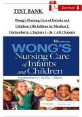 TEST BANK For Wong's Nursing Care of Infants and Children&comma; 12th Edition by Marilyn J&period; Hockenberry&comma; Verified Chapters 1 - 34&comma; Complete Newest Version