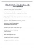 BIOL 1104 Unit 4 Test Questions with Correct Answers
