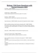 Biology 1104 Exam Questions with Correct Answers 2025