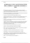 AP BIOLOGY UNIT 3 QUESTIONS WITH 100&percnt; CORRECT ANSWERS GRADED A&plus; 2025