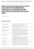 Edexcel A-level Economics Paper 2 ACTUAL EXAM 2025 TEST COMPREHENSIVE QUESTIONS AND VERIFIED ANSWERS &lpar;DETAILED & ELABORATED&rpar; 100&percnt; SOLVED 2025&excl;&excl;
