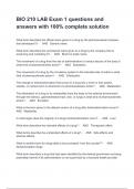 BIO 210 LAB Exam 1 questions and answers with 100&percnt; complete solution