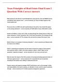 Texas Principles of Real Estate Final Exam 2 Questions With Correct Answers