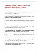 Principles of Real Estate II Final Exam Questions With Correct Answers&period;