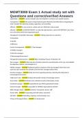 MGMT3000 Exam 1 Actual study set with Questions and correct&sol;verified Answers