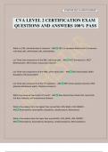 CVA LEVEL 2 CERTIFICATION EXAM QUESTIONS AND ANSWERS 100&percnt; PASS