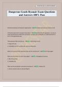 Dangerous Goods Ryanair Exam Questions and Answers 100&percnt; Pass