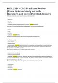 BIOL 1334 - Ch&period;2 Pre-Exam Review &lpar;Exam 1&rpar; Actual study set with Questions and correct&sol;verified Answers