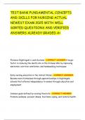 TEST BANK FUNDAMENTAL CONCEPTS AND SKILLS FOR NURSING ACTUAL NEWEST EXAM 2025 WITH WELL SORTED QUESTIONS AND VERIFIED ANSWERS ALREADY GRADED A&plus;