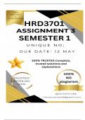 HRD3701 Assignment 3 &lpar;COMPLETE ANSWERS&rpar; Semester 1 2025 - DUE 12 May 2025