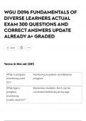 WGU D096 FUNDAMENTALS OF DIVERSE LEARNERS ACTUAL EXAM 300 QUESTIONS AND CORRECT ANSWERS UPDATE ALREADY A&plus; GRADED