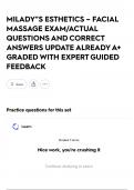 MILADY&rdquo;S ESTHETICS &ndash; FACIAL MASSAGE EXAM&sol;ACTUAL QUESTIONS AND CORRECT ANSWERS UPDATE ALREADY A&plus; GRADED WITH EXPERT GUIDED FEEDBACK