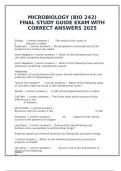MICROBIOLOGY &lpar;BIO 242&rpar; FINAL STUDY GUIDE EXAM WITH CORRECT ANSWERS 2025