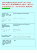 Employee Registration Manual&colon; GA Pest Control Exam &sol; Expert Verified Actual Questions & Answers for Guaranteed Pass &vert; Newest Update&comma; 2025-2026&period; 