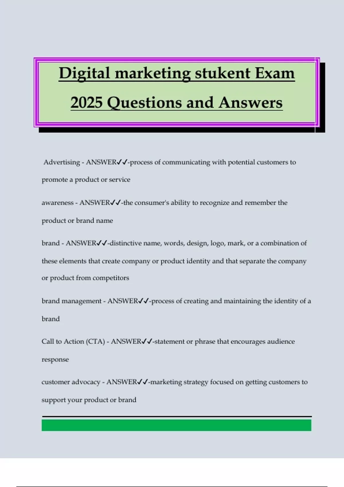 Digital marketing stukent Exam 2025 Questions and Answers - Stukent ...