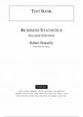 Test Bank for Business Statistics 2nd Edition&lpar; Robert Donnelly Jr&period; &comma; 2014&rpar; Chapter 1-18 Complete Guide A&plus;