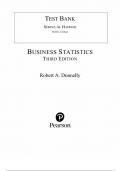 Test Bank For Business Statistics 3rd Edition By Robert A&period; Donnelly  &vert;All Chapters&comma; 100&percnt; original verified&comma; A&plus; Grade&period;
