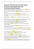 Biology 152 Plant Unit Actual Latest study set with Questions and correct&sol;verified Answers