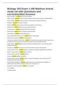 Biology 152 Exam 1 UW Madison Actual study set with Questions and correct&sol;verified Answers