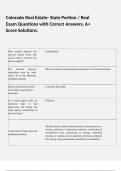 Colorado Real Estate- State Portion &sol; Real Exam Questions with Correct Answers&comma; A&plus; Score Solutions&period;