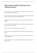 High School Health Final Exam with verified answers