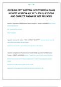 GEORGIA PEST CONTROL REGISTRATION EXAM NEWEST VERSION ALL WITH 650 QUESTIONS AND CORRECT ANSWERS JUST RELEASED 
