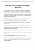 BIOC 201 QUESTIONS WITH CORRECT  ANSWERS 