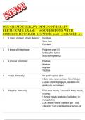 ONS CHEMOTHERAPY IMMUNOTHERAPY CERTIFICATE EXAM&vert;&vert; 160 QUESTIONS WITH CORRECT DETAILED ANSWERS 2025&vert;&vert; GRADED A&plus;